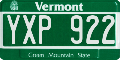 VT license plate YXP922