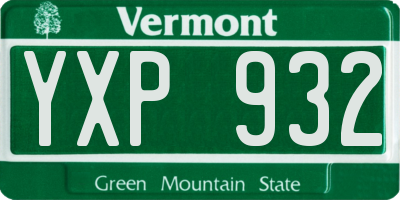 VT license plate YXP932