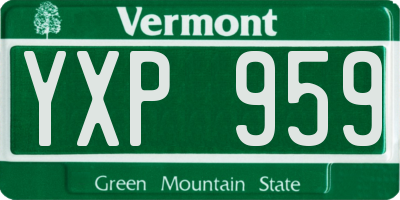 VT license plate YXP959