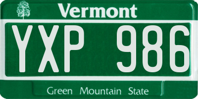 VT license plate YXP986