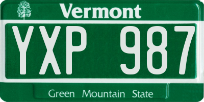 VT license plate YXP987