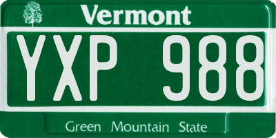 VT license plate YXP988