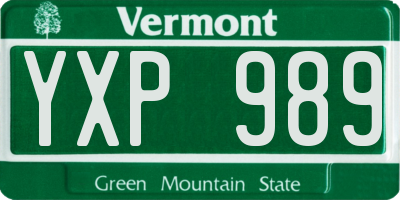 VT license plate YXP989