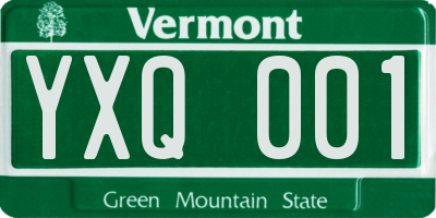 VT license plate YXQ001
