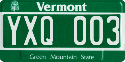 VT license plate YXQ003