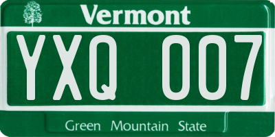 VT license plate YXQ007