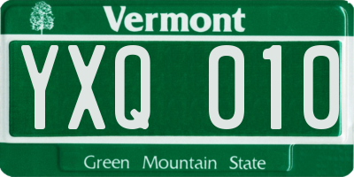 VT license plate YXQ010