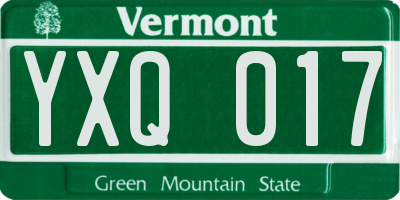 VT license plate YXQ017