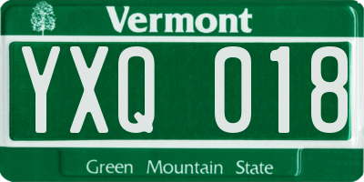 VT license plate YXQ018