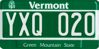 VT license plate YXQ020