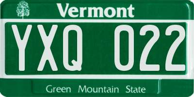 VT license plate YXQ022