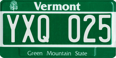 VT license plate YXQ025