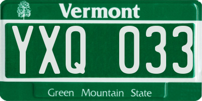 VT license plate YXQ033