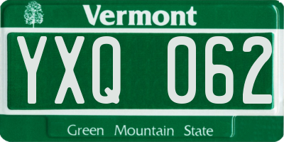 VT license plate YXQ062