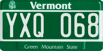 VT license plate YXQ068