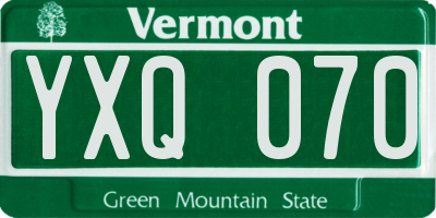 VT license plate YXQ070