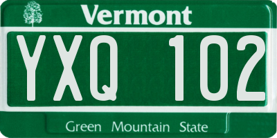 VT license plate YXQ102