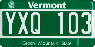 VT license plate YXQ103
