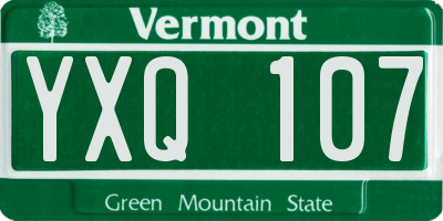 VT license plate YXQ107