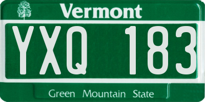 VT license plate YXQ183