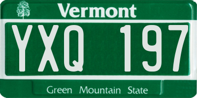 VT license plate YXQ197