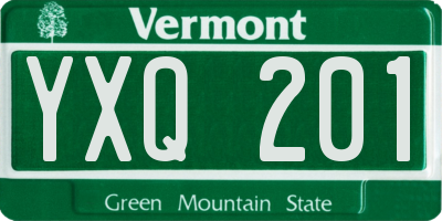 VT license plate YXQ201