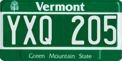 VT license plate YXQ205