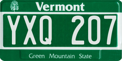 VT license plate YXQ207