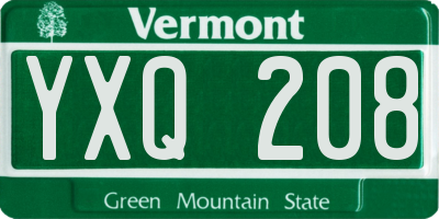 VT license plate YXQ208