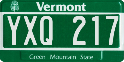 VT license plate YXQ217