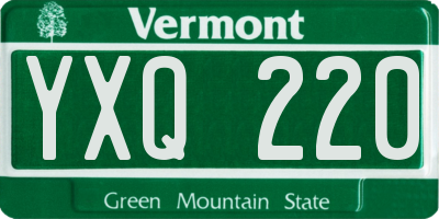 VT license plate YXQ220