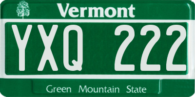 VT license plate YXQ222