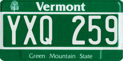 VT license plate YXQ259