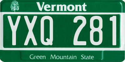 VT license plate YXQ281