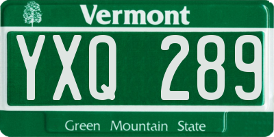 VT license plate YXQ289