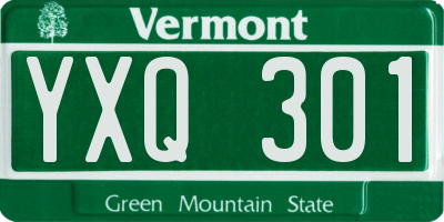 VT license plate YXQ301