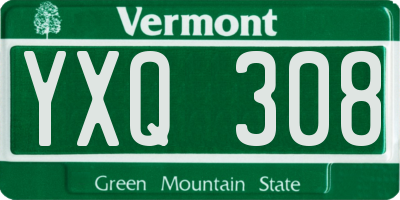 VT license plate YXQ308