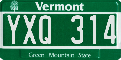 VT license plate YXQ314