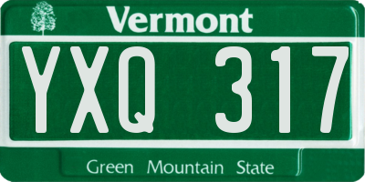 VT license plate YXQ317
