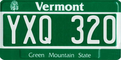 VT license plate YXQ320