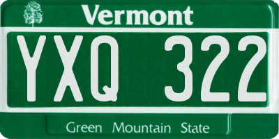 VT license plate YXQ322