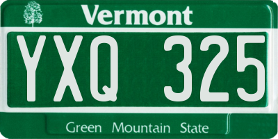 VT license plate YXQ325