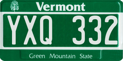 VT license plate YXQ332