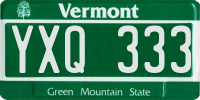 VT license plate YXQ333