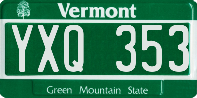 VT license plate YXQ353