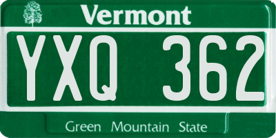 VT license plate YXQ362