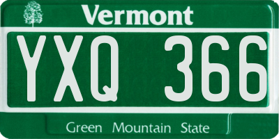 VT license plate YXQ366