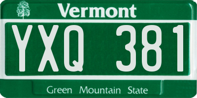 VT license plate YXQ381
