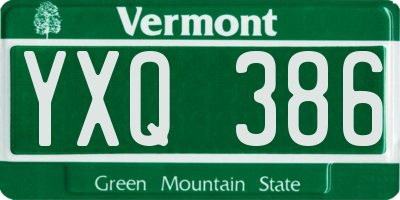 VT license plate YXQ386