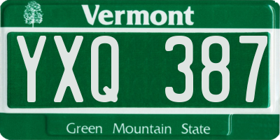 VT license plate YXQ387